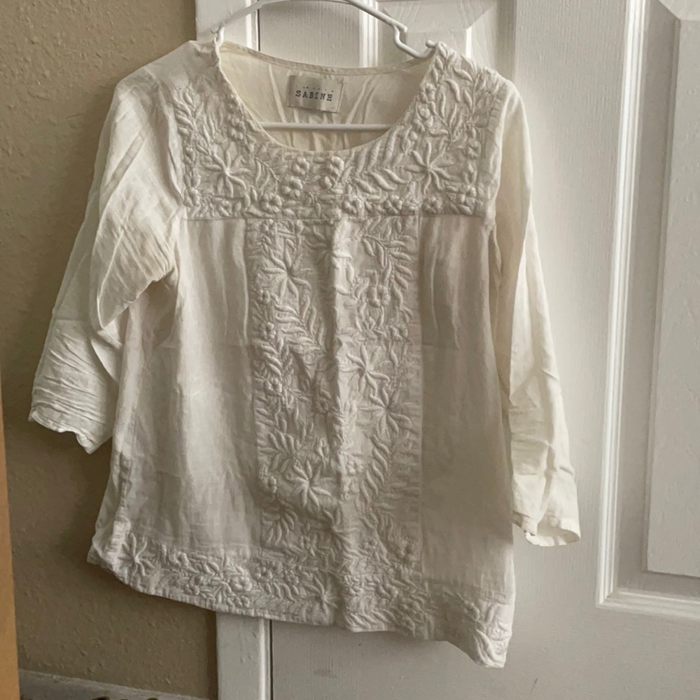 Sabine quarter sleeve white top